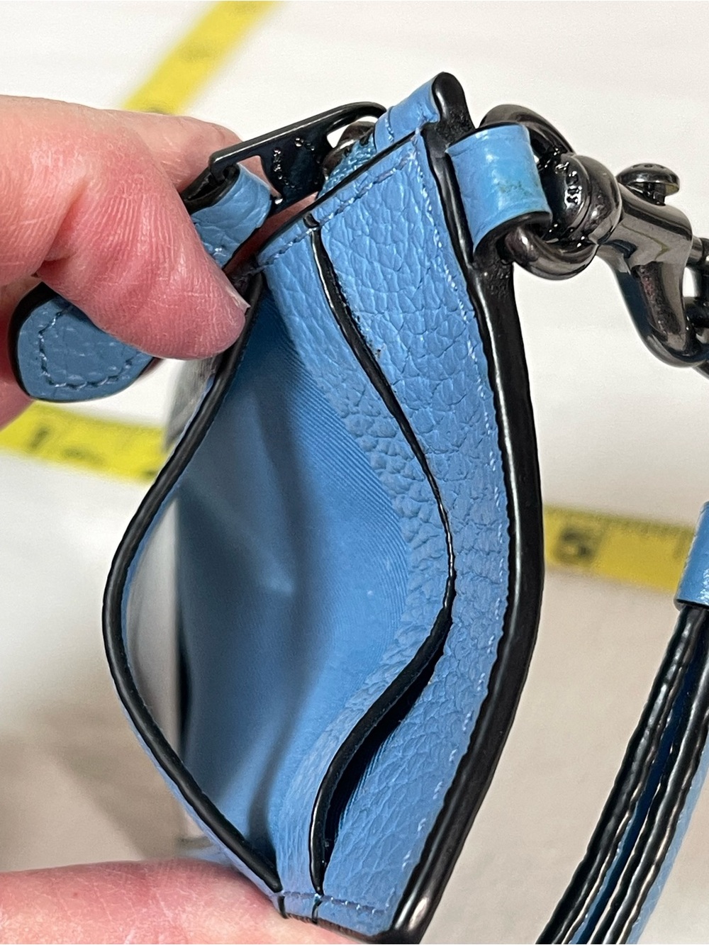 Coach Blue Leather Lanyard Card ID Case with Embossed Logo - Picture 14 of 15